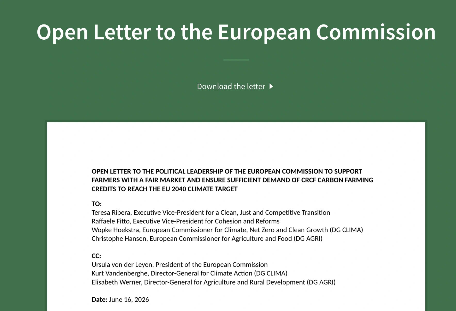 Open Letter to the Political Leadership of the European Commission — June 16, 2026